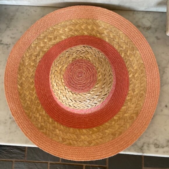 FRANCESCO BING Woven Straw Pink Tan Italian Hat Vintage main image 4